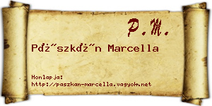 Pászkán Marcella névjegykártya